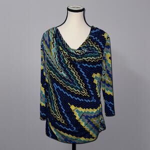 Style & Co long sleeve colorful sheer blouse women’s size petite large